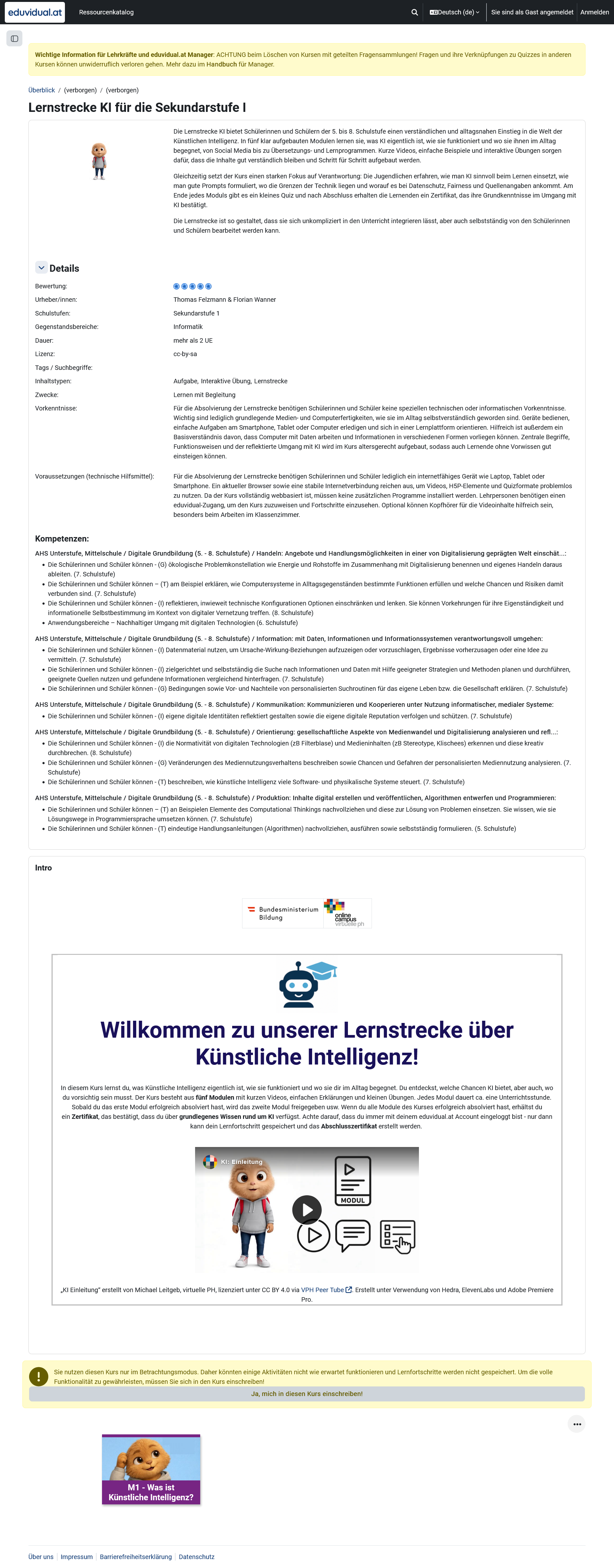 Lernstrecke KI – Kursübersicht